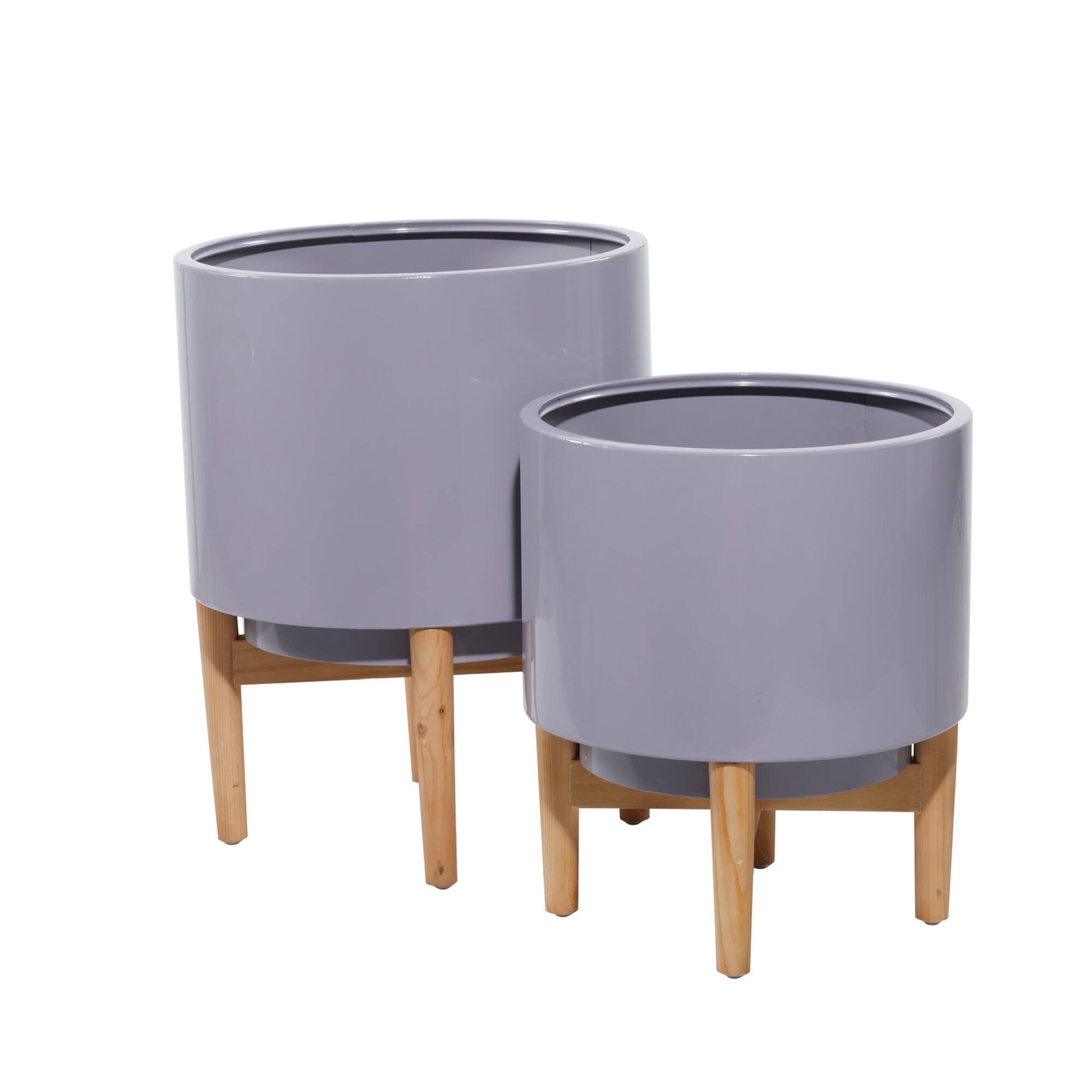 Gray Iron Contemporary Planter Set